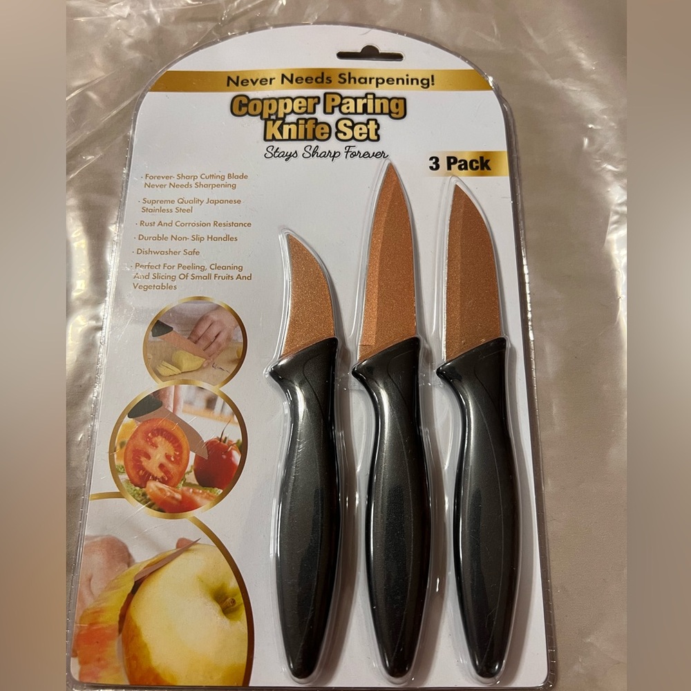 NIP copper paring knives.  43H